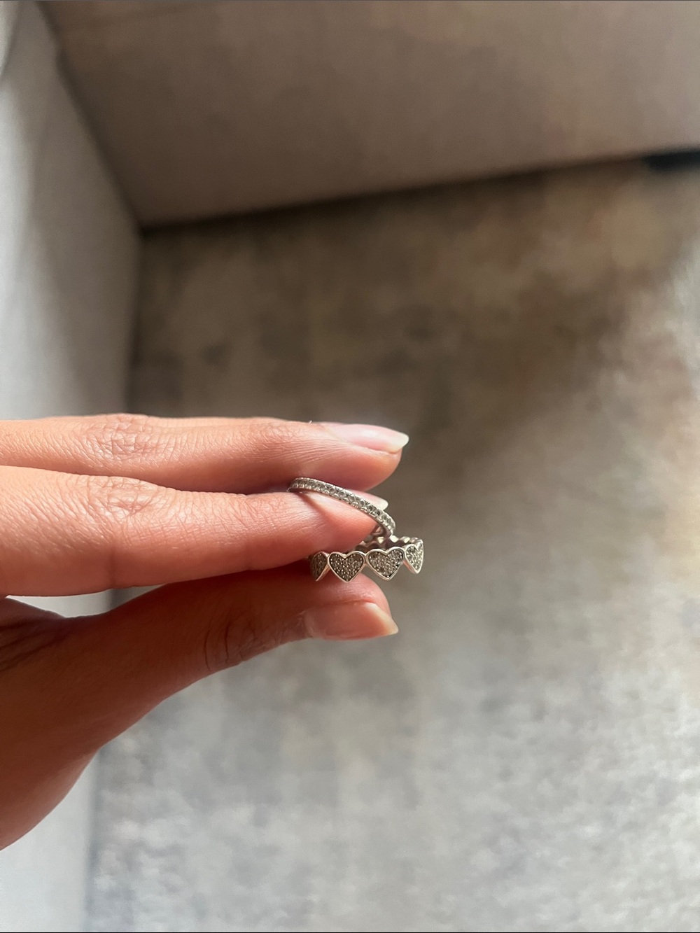 Set of 2 - s925 Heart Pavé Wrap Rings - Women Jewelry